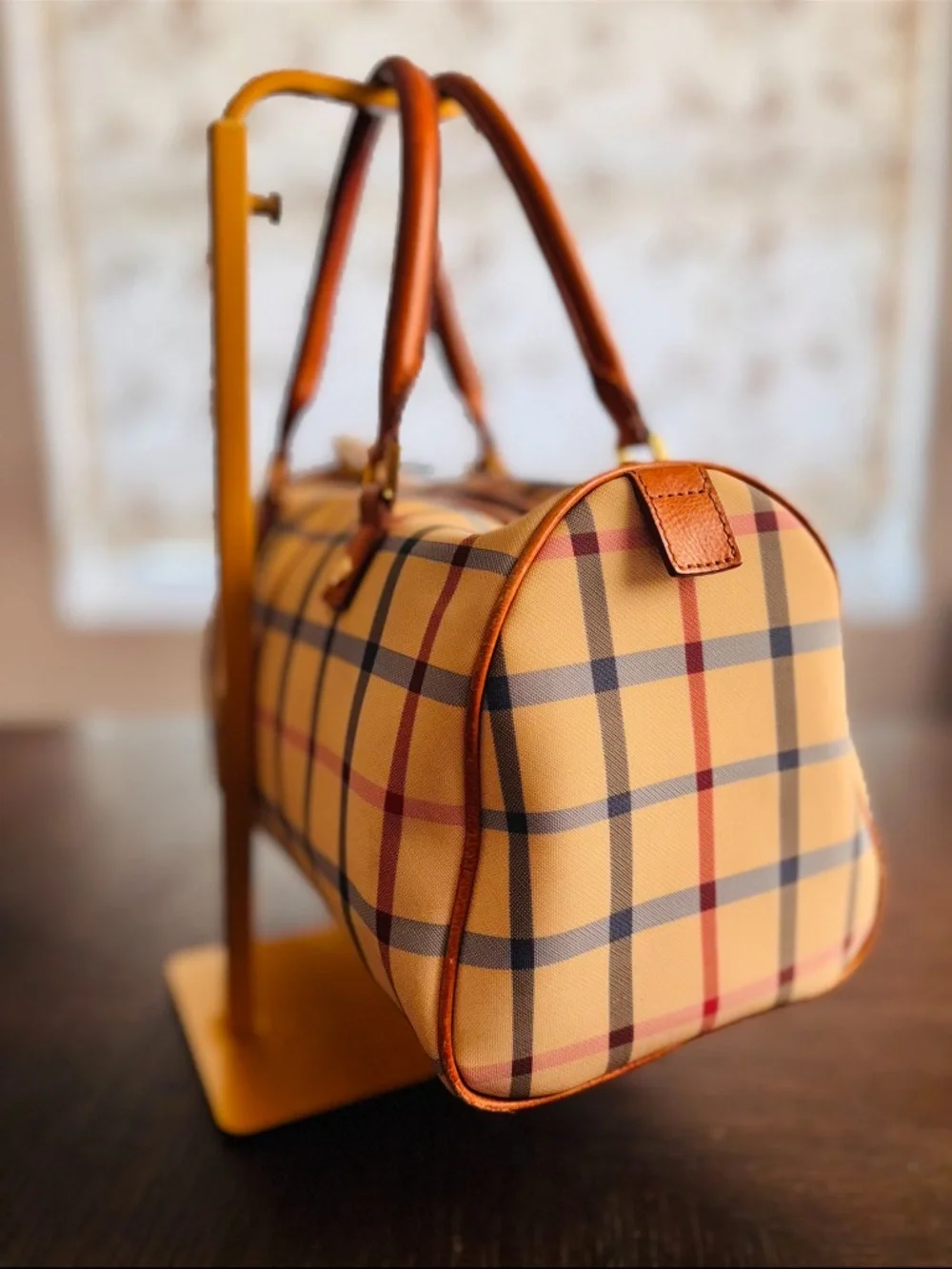 Vintage Brooks Brothers Plaid Boston Satchel Bag w/ Lock & Key